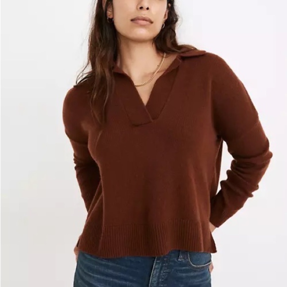 Madewell Davie cropped polo sweater